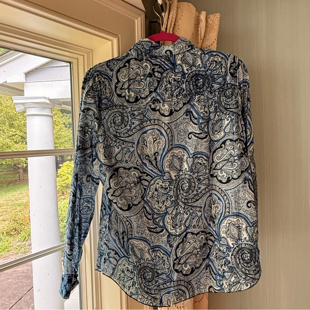 Cino Blue Paisley Buttondown Lightweight Cotton Collared Shirt Size Large - Picture 6 of 9